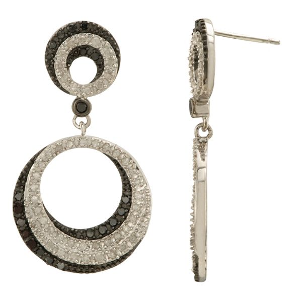 3/4 ct. t.w.* Black & White Diamond Earrings in Sterling Silver