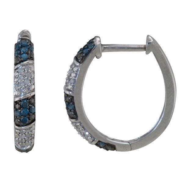1/2 ct. t.w.* Blue & White Diamond Earrings in Sterling Silver