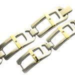 HNJ Inc. 14K Gold and Stainless Steel Gents Bracelet with Diamond Accents