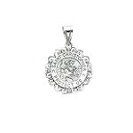 Quality Gold 14k White Gold and Diamond Saint Christopher Medal Pendant