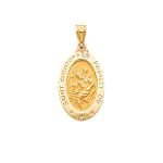 Quality Gold 14k Yellow Gold Saint Christopher Medal Pendant