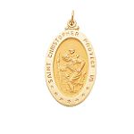 Quality Gold 14k Yellow Gold Saint Christopher Medal Pendant