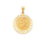 Quality Gold 14k Yellow Gold Saint Christopher Medal Pendant