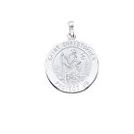 Quality Gold 14k White Gold Saint Christopher Medal Pendant