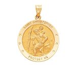 Quality Gold 14k Yellow Gold Saint Christopher Medal Pendant