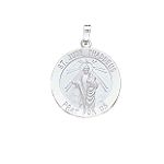 14K White Gold Saint Jude Medal Round Pendant - REL147