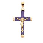 Quality Gold 14k Yellow Gold Lavender Jade Crucifix Pendant