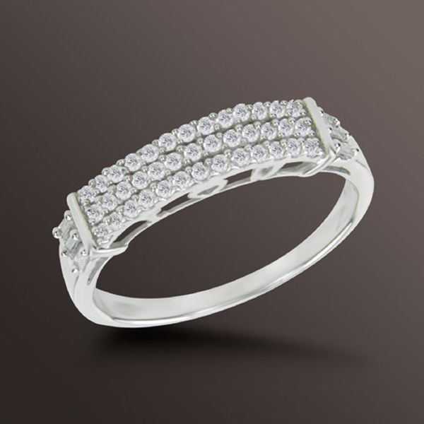1/4 ct. t.w. * Round Diamond Wedding/Anniversary Ring in 10k White Gold