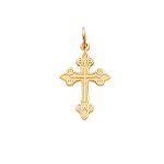 14K Yellow Gold Fleur de lis Cross Pendant - C1957