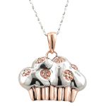 Ambras Diamond Accent Cupcake Pendant. 10k White and Rose Gold
