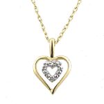 10K Diamond Accent Heart Pendant In Yellow Gold With 18 Inch Chain