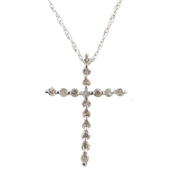 1/4 ct. tw. Diamond Cross Pendant. 10K White Gold