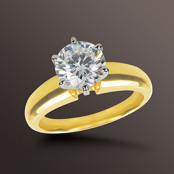 1 12 ct tw Diamond Round Solitaire 14K White and Yellow Gold