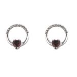 Ambras Garnet and Diamond Earrings. 10k White Gold