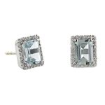 Ambras Rose Quartz and Diamond Earrings. 10k Yellow Gold