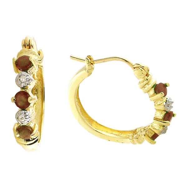 Ruby and Diamond Earrings. 10K Yellow Gold