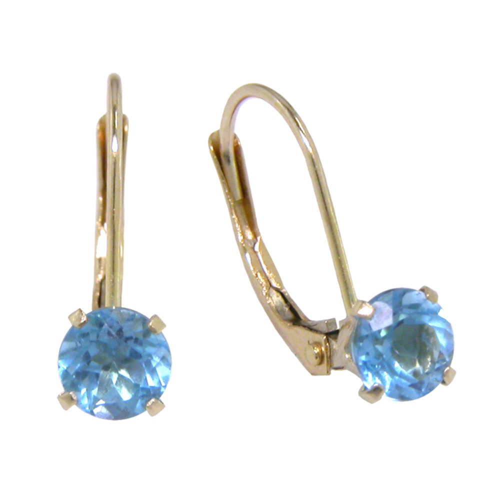 Blue Topaz Earrings. 14k Yellow Gold