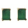 Emerald Stud Earrings. 14k Yellow Gold