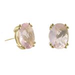 Ambras Rose Quartz Stud Earrings. 14k Yellow Gold