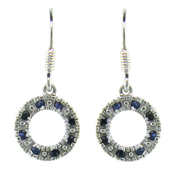 Sapphire and Diamond Earrings. 10K White Gold