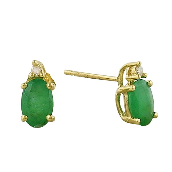 Ruby and Diamond Stud Earrings. 14K Yellow Gold