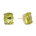 Ambras Rose Quartz Stud Earrings. 14k Yellow Gold