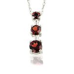 Garnet Drop Pendant. 10K White Gold