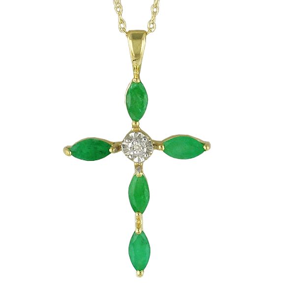 Amethyst and Diamond Cross. 10K Yellow Gold