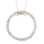 Aqua Open Circle Pendant. 10K Yellow Gold