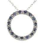 Sapphire and Diamond Accent Pendant. 10K White Gold
