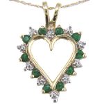Ambras Ruby and Diamond Heart Pendant. 10k Yellow Gold
