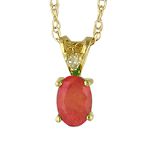 Ruby and Diamond Pendant. 14K Yellow Gold