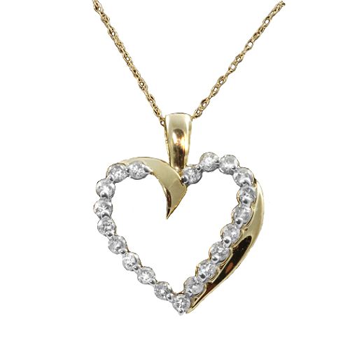 1/2 ct. tw. Diamond Heart Pendant. 10K Yellow Gold