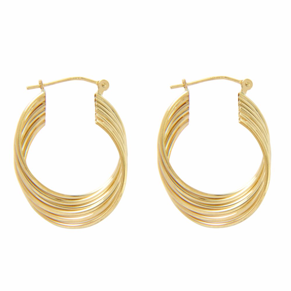 14kt 6 Row Twisted Hoop