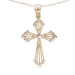 10Kt Beaded Cross Pendant with 18