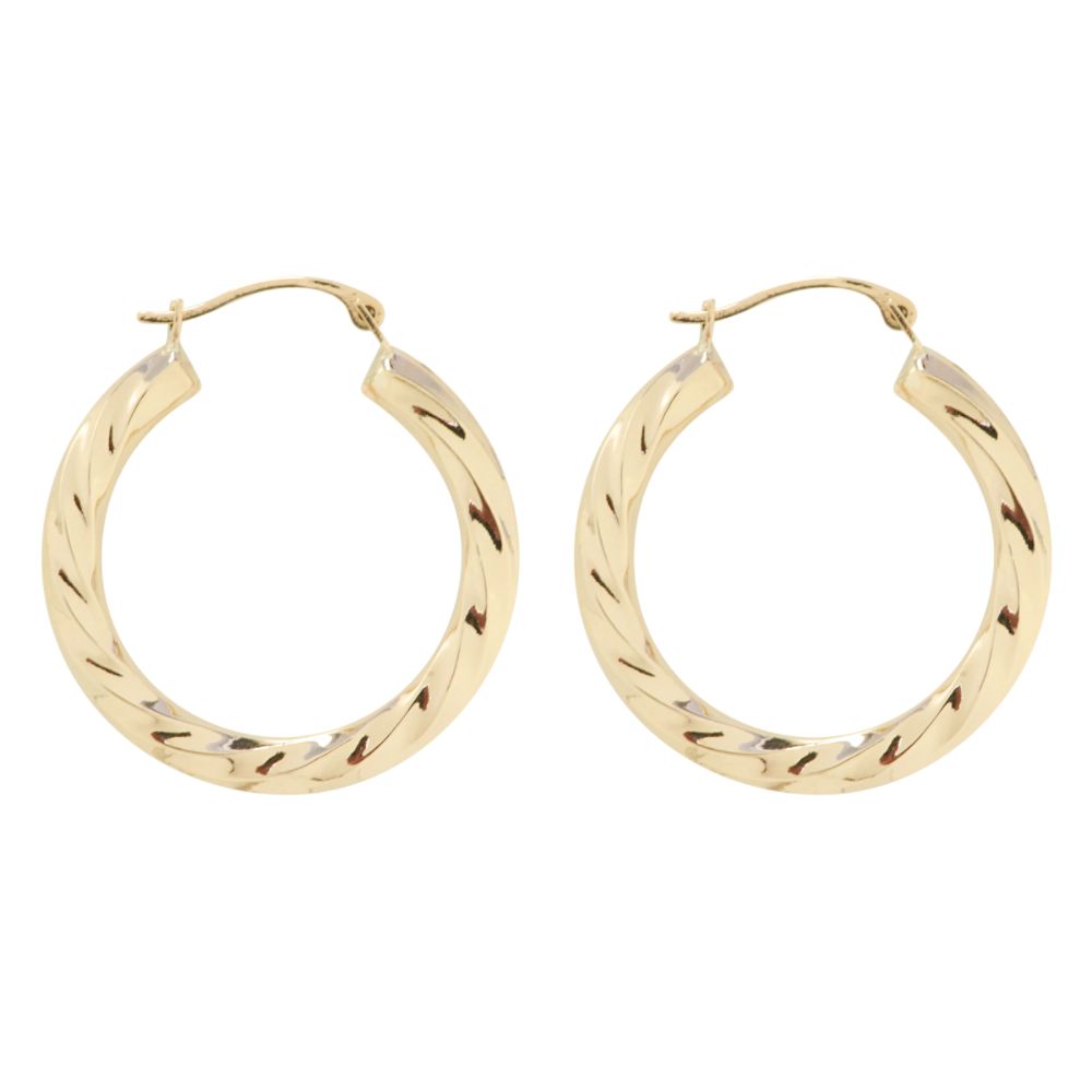14kt Lrge Fluted Round Hoop