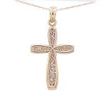 10Kt Two Tone Cross Pendant with Chain