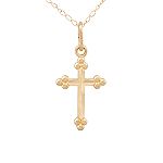 10Kt Diamond Cut Cross Pendant with 15
