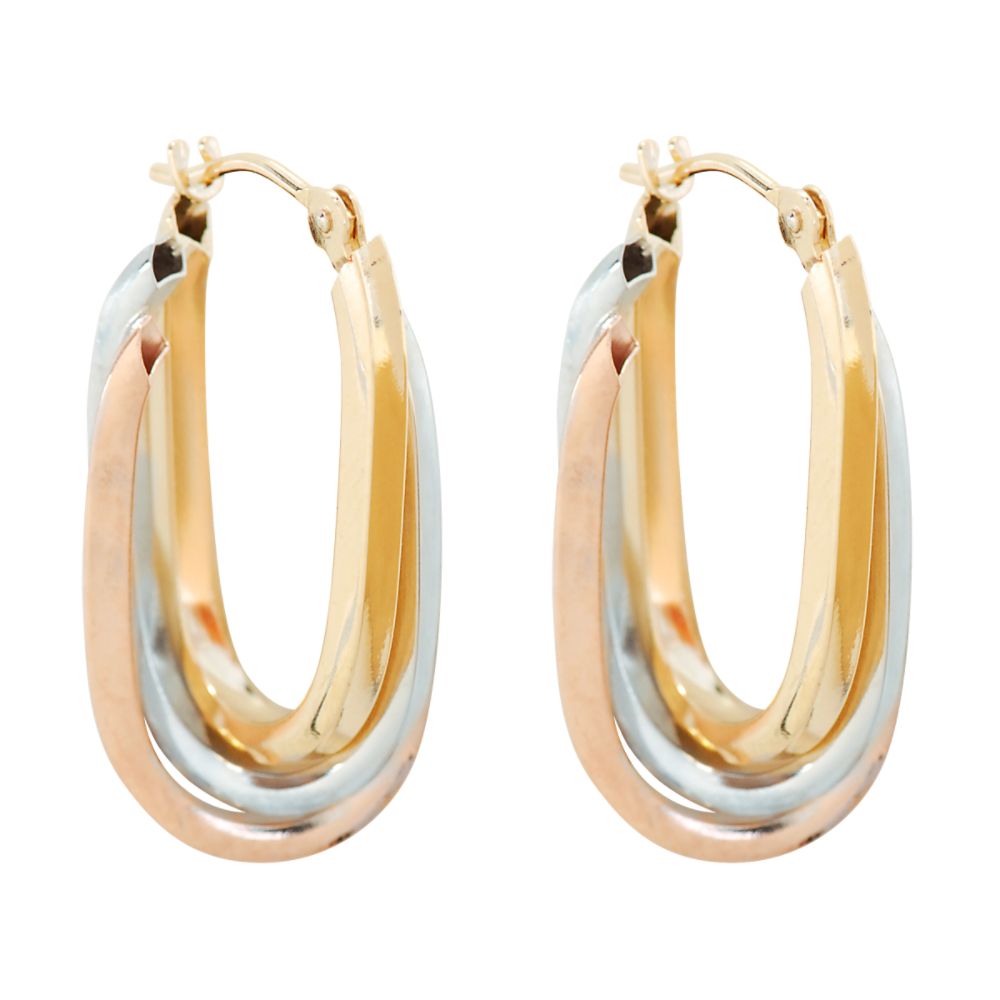 14kt 3 Row Tri Color Hoop