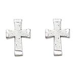Quality Gold 14k White Gold Mini Cross Earrings