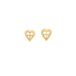 Quality Gold 14k Yellow Gold HEART W CROSS EARRINGS