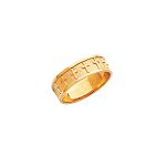 14K Yellow Gold Polished and Satin Cross Band - C2103