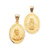 14k Yellow Gold Reversible Our Lady of Guadalupe and Sacred Heart Medal Pendan