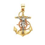 14K Tri-color Mariners Cross Pendant - D10
