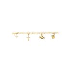 Quality Gold 14k Yellow Gold 8in Polished Jesus/Religious Fish/Cross/Dove/Bible Bracelet