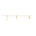 Quality Gold 14k Yellow Gold Adjustable Polished Dangling Cross/Church/Fish Anklet