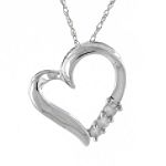1/10 ct. tw. 3-Stone Diamond Sliding Heart Pendant