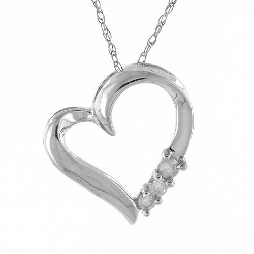 1/10 ct. tw. 3-Stone Diamond Sliding Heart Pendant