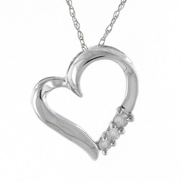 1/10 ct. tw. 3-Stone Diamond Sliding Heart Pendant