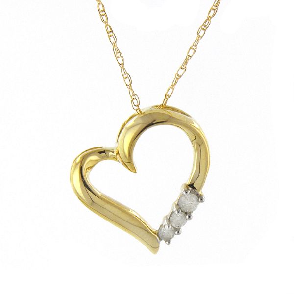 1/10 ct. tw. 3-Stone Diamond Sliding Heart Pendant